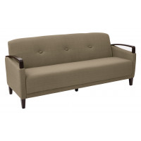 OSP Home Furnishings MST53-S22 Main Street Sofa in Woven Seaweed Fabric and Dark Espresso Finish Wood Accents
